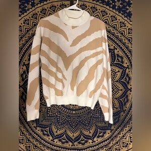 Stylish Tan and White Animal Print Women's Sweater